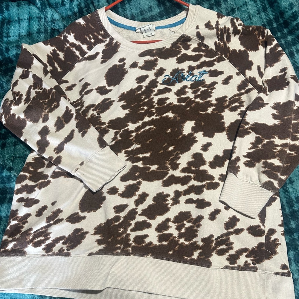 Ariat Brown & Cream Cow-Print Sweatshirt